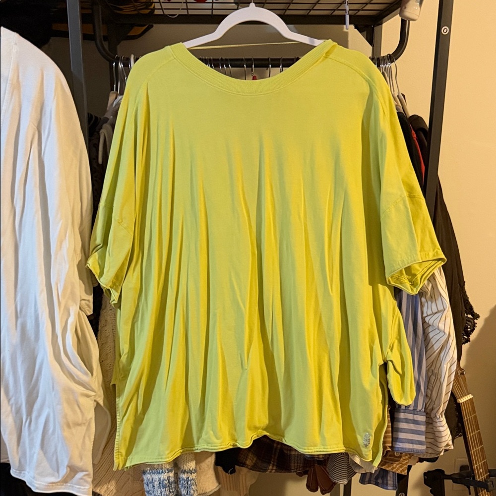 Free people hot shot set with bike shorts neon yellow green